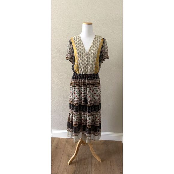 Anthropologie One September Bohemian Print V-Neck Dress Medium - Picture 1 of 13